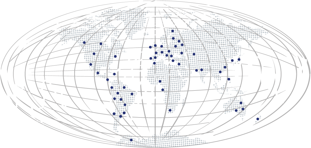 Mapa del mundo con las sedes de Nordés